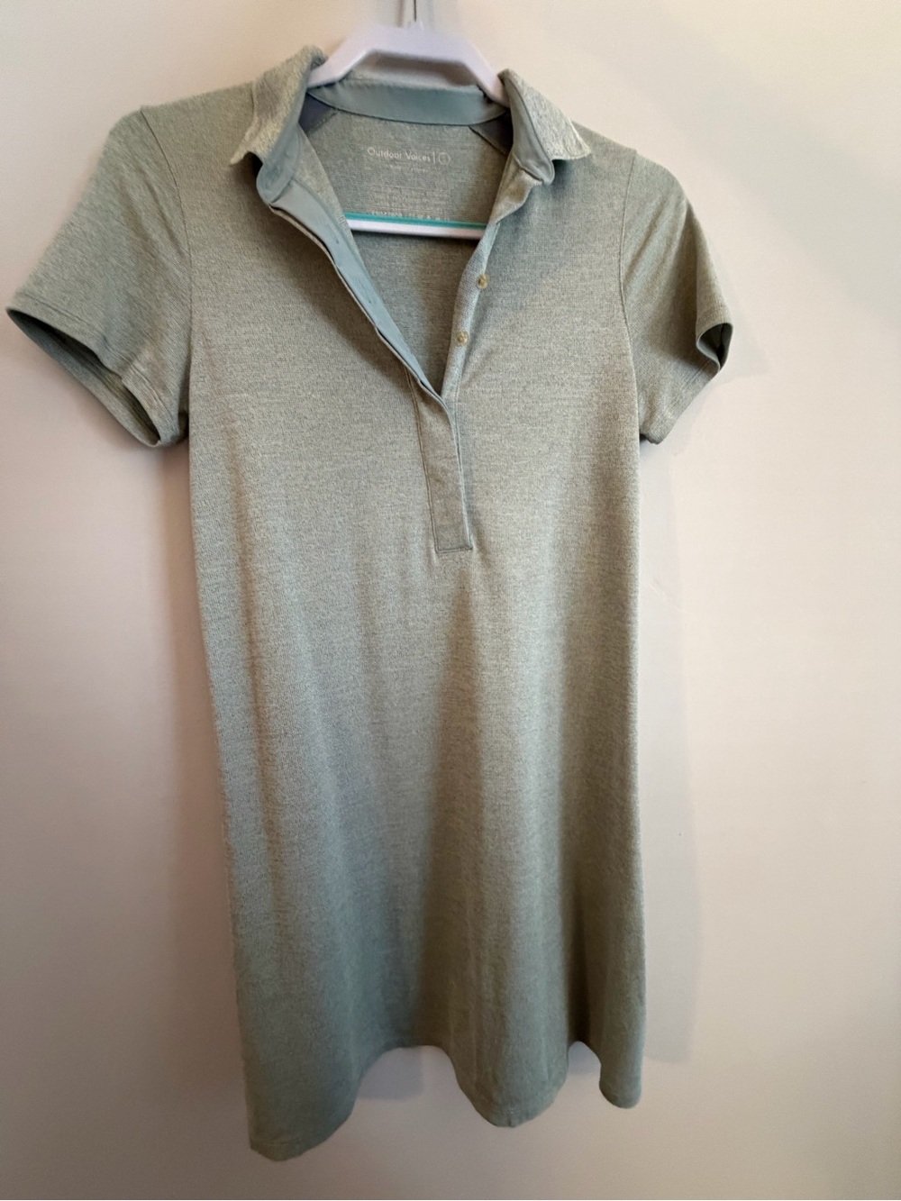 Outdoor Voices Heathered Sage Polo Shirt Dress